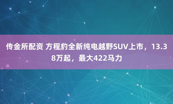 传金所配资 方程豹全新纯电越野SUV上市，13.38万起，最大422马力